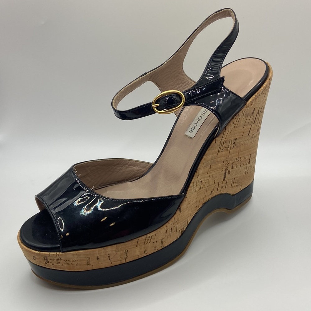 L’Autre Chose Leather Cork Wedge Heels